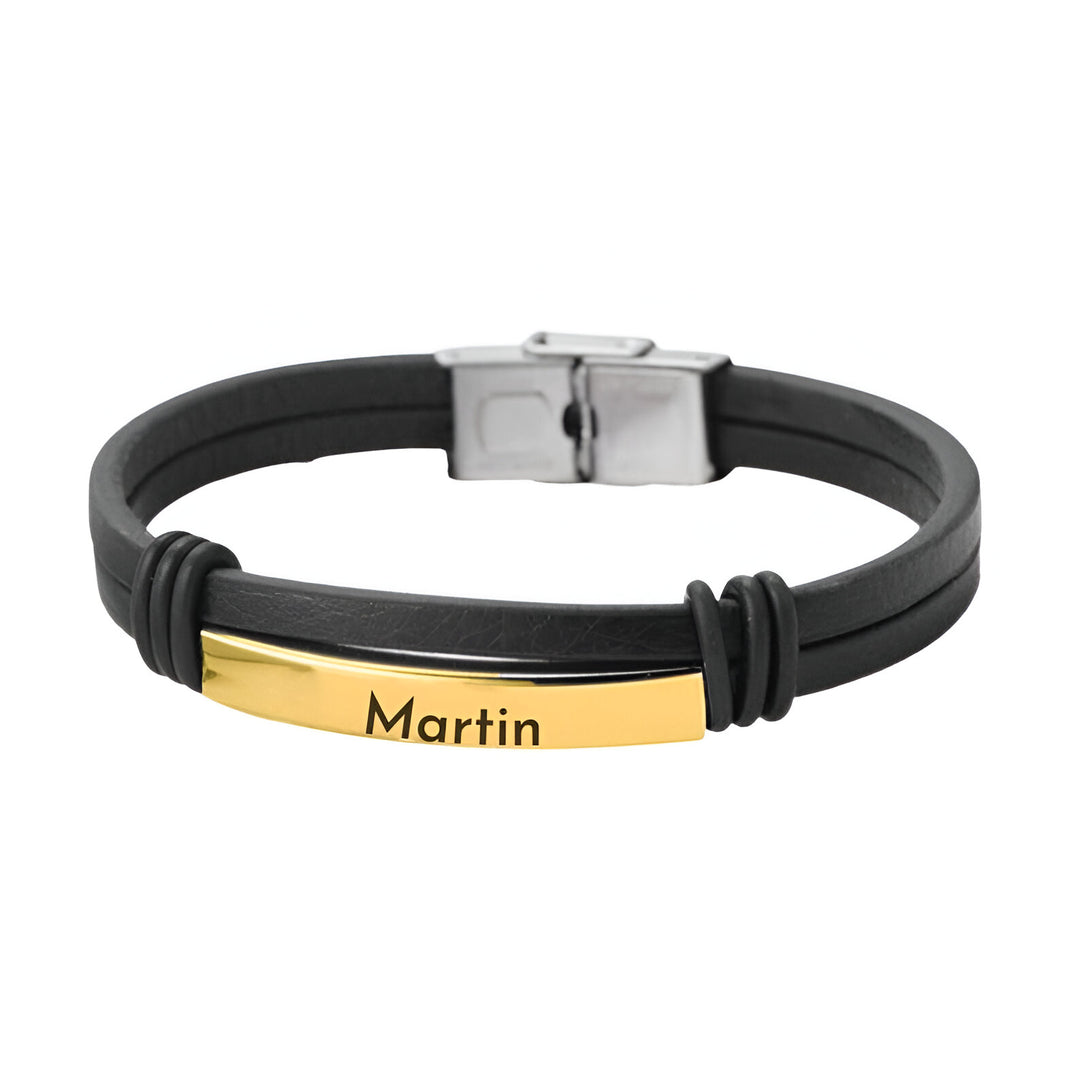 Cadeaux : Bracelet personnalisable en cuir pour homme fermoir au choix