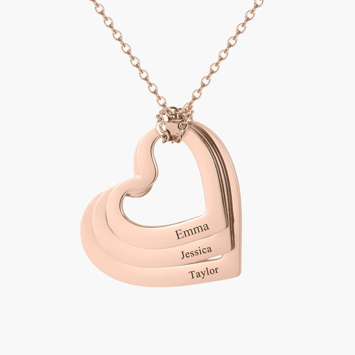 Necklace 3 Hearts Engraved Names 