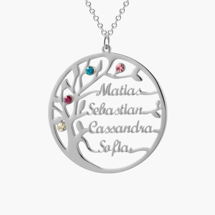 Birthstone Name Tree of Life Necklace 