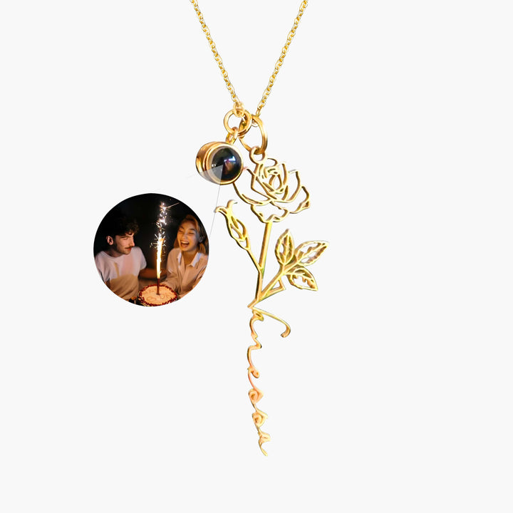 Photo Projection Flower Name Necklace 