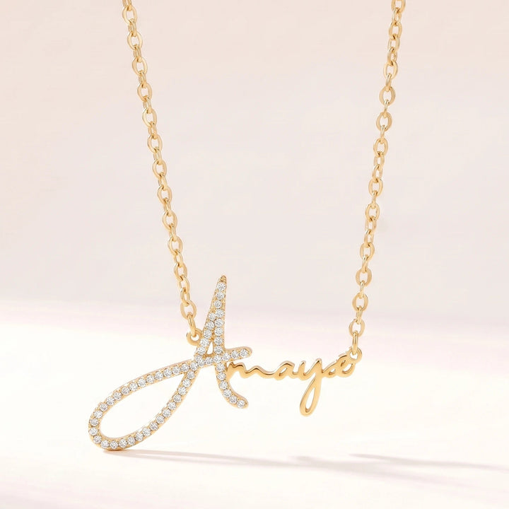Collier Prénom Signature - 1ère Lettre en Strass
