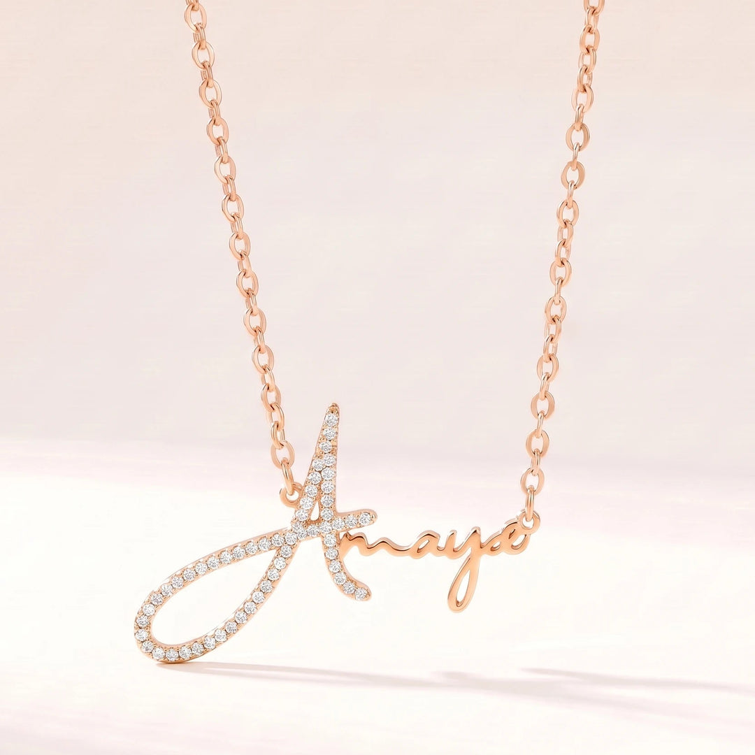 Collier Prénom Signature - 1ère Lettre en Strass