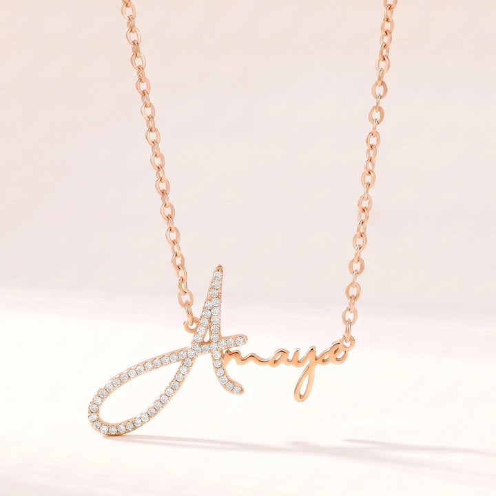 Collier Prénom Signature - 1ère Lettre en Strass