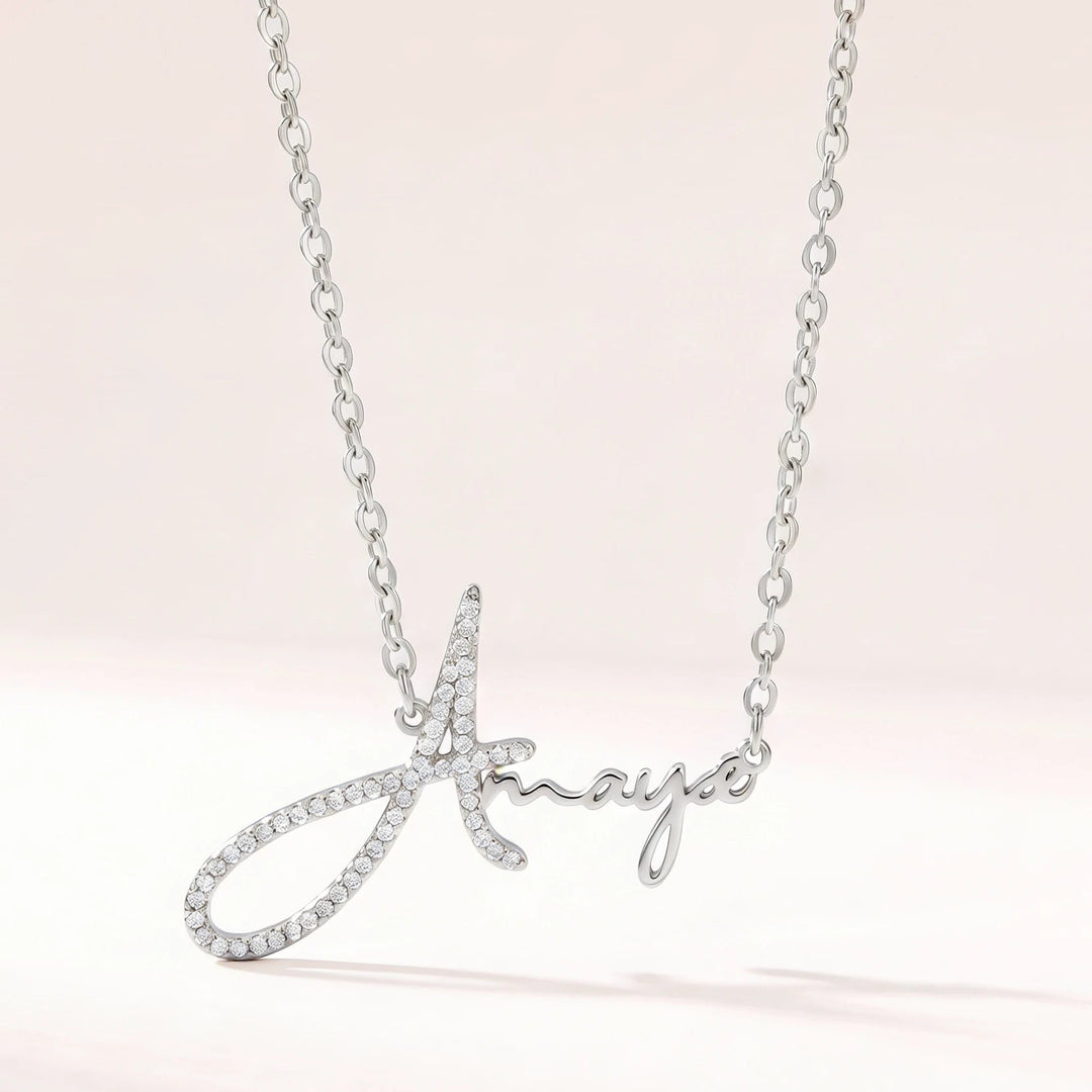 Collier Prénom Signature - 1ère Lettre en Strass