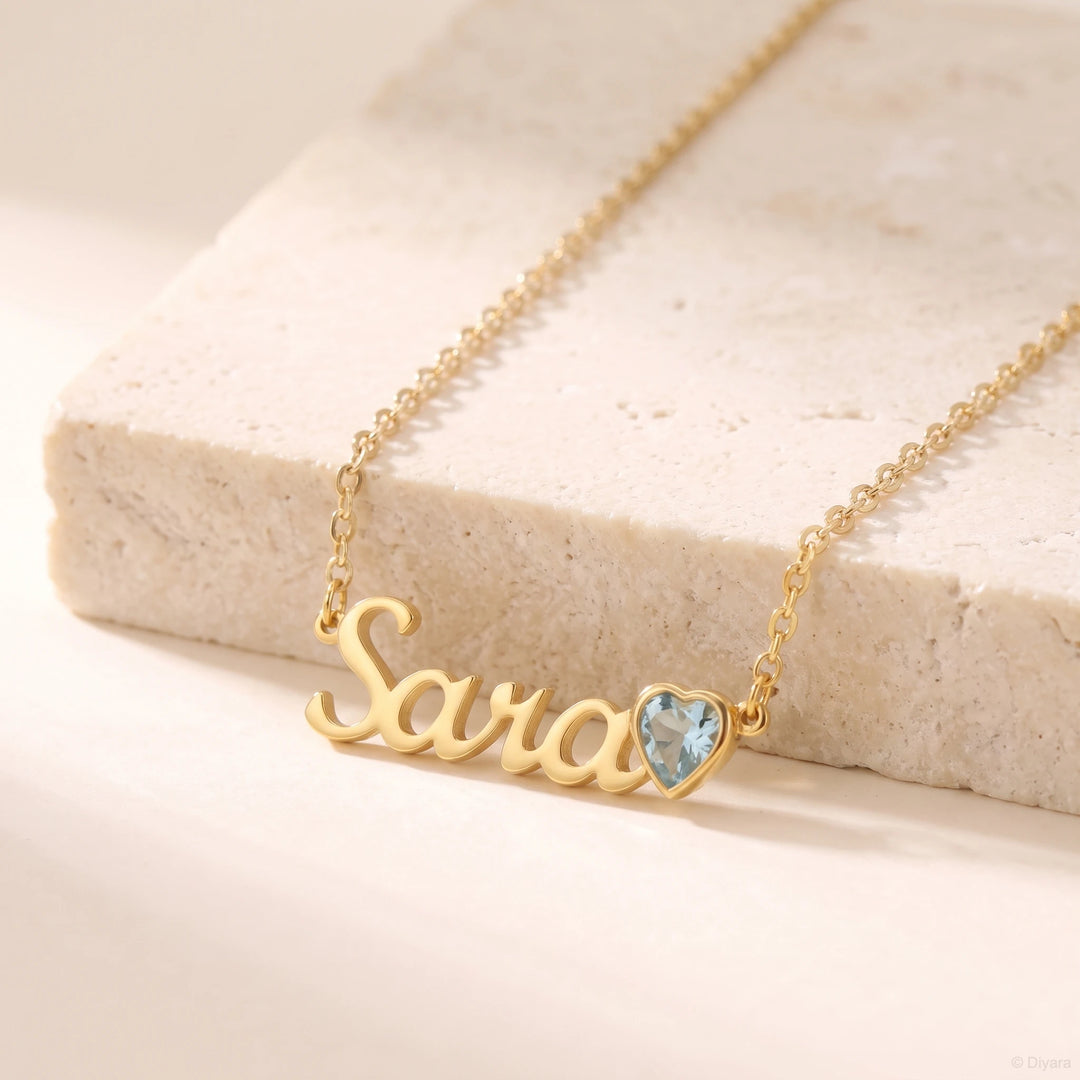 Collier Prénom avec Pierre de naissance