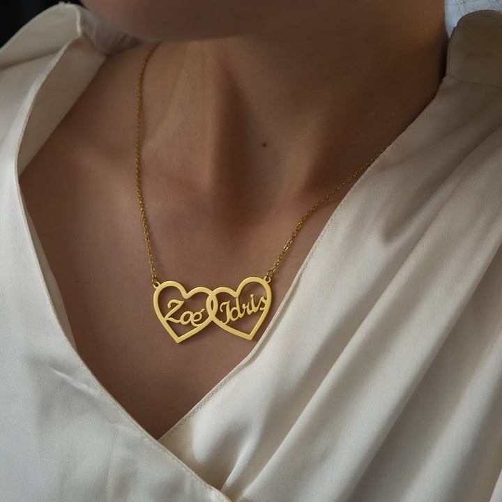 Two Hearts Name Necklace 