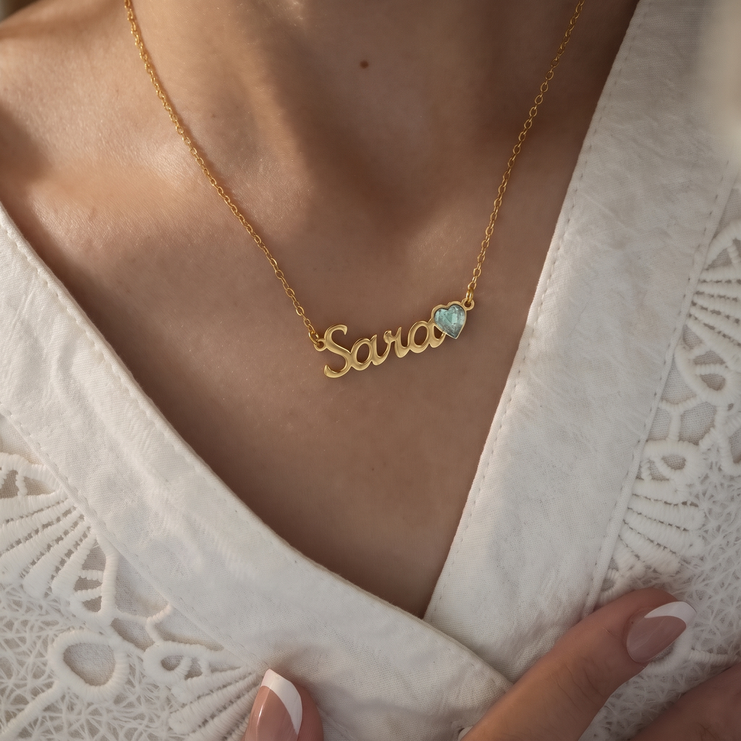 Collier Prénom avec Pierre de naissance
