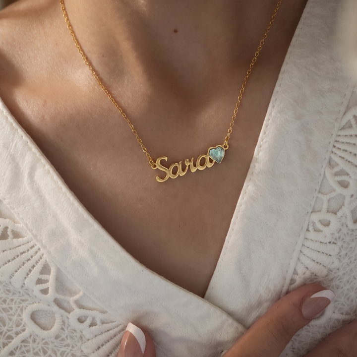 Collier Prénom avec Pierre de naissance