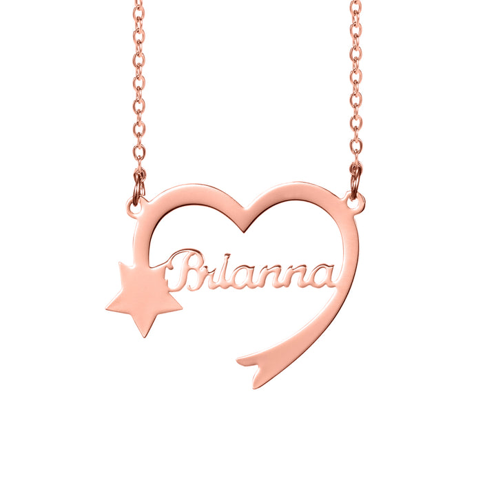 Shooting Star Heart Name Necklace 