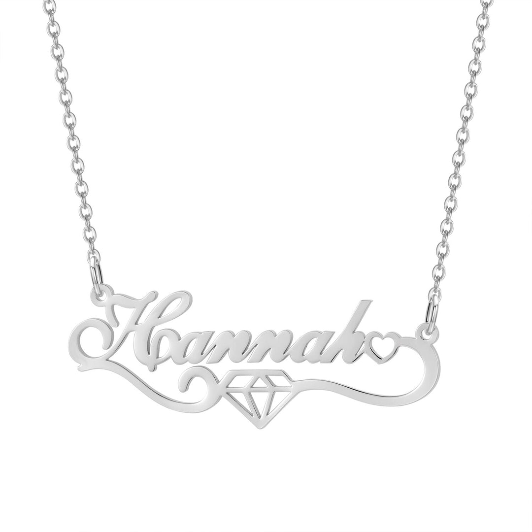 Name Necklace with Diamond Ornament 